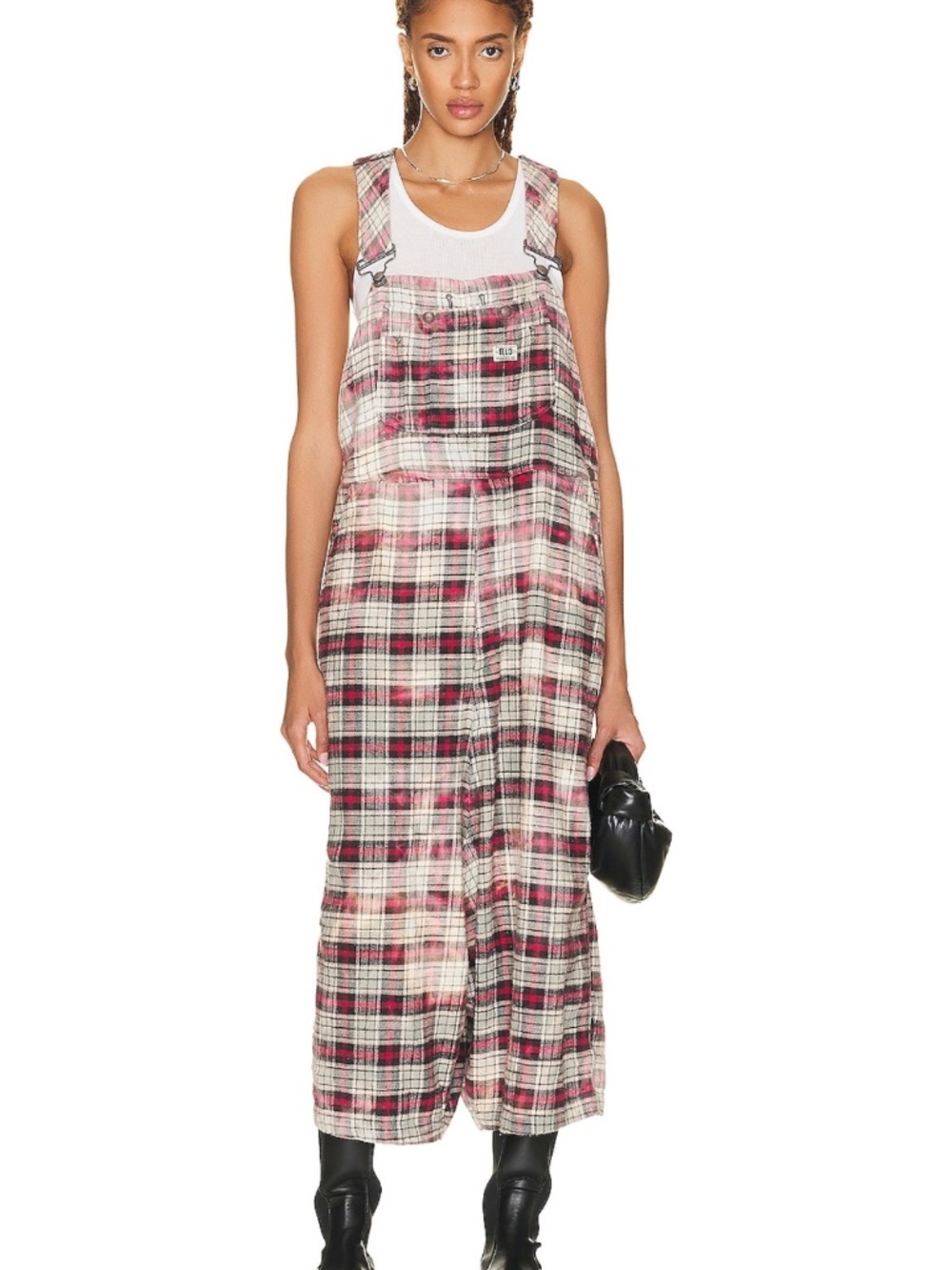 R13 NWOT Plaid Oversized Overalls